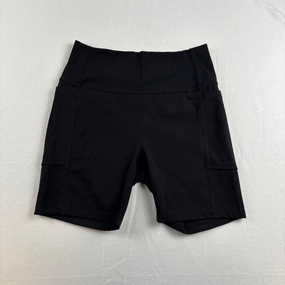Women’s Black Biker Shorts XL High Waisted Athletic Shorts Pockets Workout Gym